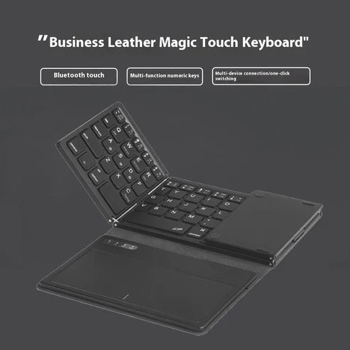 Business Leather Large Touch Version Bluetooth Folding Keyboard New B055