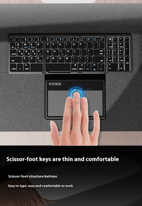 Business Leather Large Touch Version Bluetooth Folding Keyboard New B055