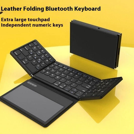 Business Leather Large Touch Version Bluetooth Folding Keyboard New B055