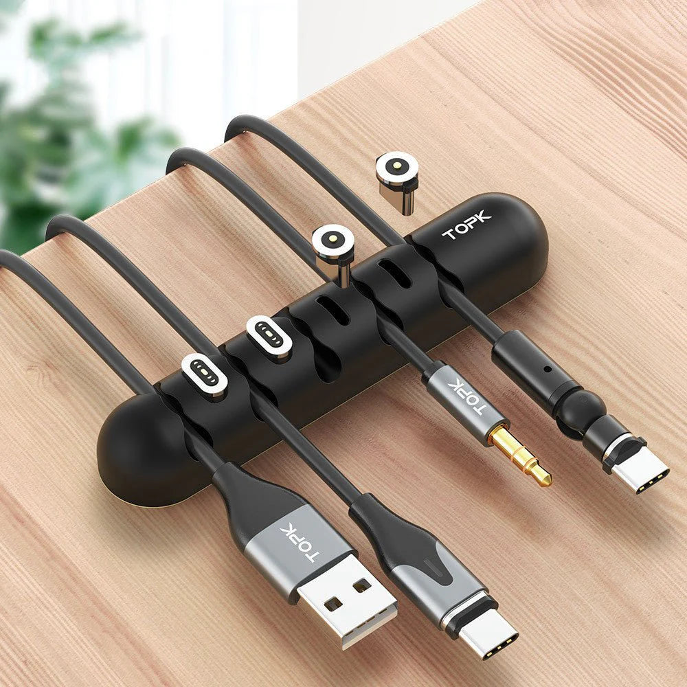 Cable Organizer & Magnetic Plug Box Silicone USB Cable Winder